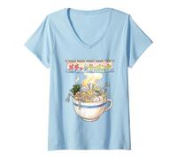 Mujer Japanese Retro 90s Mecha Warrior Meka Roboto Ukiyo-E Ramen Camiseta Cuello V