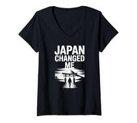 Mujer Japón cambió mi Recuerdo de Viaje Monte Fuji Tokio Kioto Osaka Camiseta Cuello V