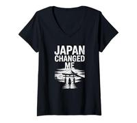 Mujer Japón cambió mi Recuerdo de Viaje Monte Fuji Tokio Kioto Osaka Camiseta Cuello V