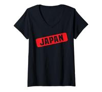 Mujer Japón Logotipo #10 Etiqueta Viaje Tokio Kioto Recuerdo Fuji Camiseta Cuello V