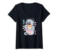 Mujer Japonés Dragon Kawaii Ballet Ballerina Lindo Anime Amante Camiseta Cuello V