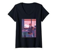 Mujer Japonés LoFi Boy Anime Personaje - Japón Estética Camiseta Cuello V