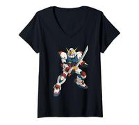Mujer Japonés Mecha Robot Samurai Guerrero Manga Arte Anime Camiseta Cuello V
