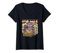 Mujer Japonés Takoyaki Maestro Pulpo Chef Street Food Ukiyo-e Camiseta Cuello V