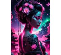 Mujer Japonesa con Flor Tatuada - Puzle de 700 Piezas - Rompecabezas DIY Pintura, Entretenimiento Creativo, para Adultos Mayores de 14 años Decoración del Hogar