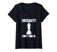 Mujer Jaque mate? No lo creo obispo | Amante del ajedrez Camiseta Cuello V
