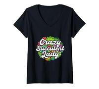 Mujer Jardín botánico Crazy Suculent Lady Plant Jardín Botánico Camiseta Cuello V