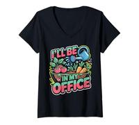 Mujer Jardín Estaré en mi Oficina Amante de Las Plantas Papá Camiseta Cuello V