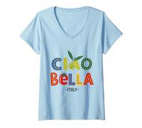 Mujer Jardín para el Patrimonio Cultural Italiano Ciao Bella Italia Lover Camiseta Cuello V
