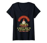 Mujer Jardinería 101 Una azada Sucia es Feliz y Otros Consejos Gnomo Fun Camiseta Cuello V