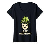 Mujer Jardinería Agua Mis Plantas Cráneo Maceta Arte Humor Os Camiseta Cuello V