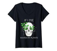 Mujer Jardinería Agua Mis Plantas Cráneo Maceta Arte Humor Os Camiseta Cuello V