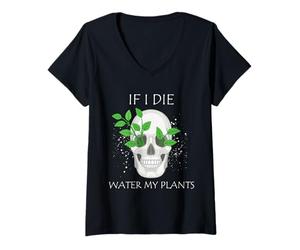 Mujer Jardinería Agua Mis Plantas Cráneo Maceta Arte Humor Os Camiseta Cuello V