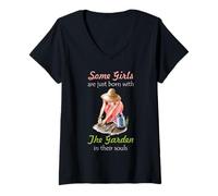 Mujer Jardinería Jardín Alma Acuarela Chica Jardinero Cita Camiseta Cuello V