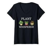 Mujer Jardinería Planta Susurrador Suculento Amante de Las Plantas de Interior Arte Camiseta Cuello V
