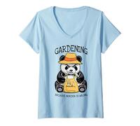 Mujer Jardinería Porque el Asesinato está Mal Amante de Las Plantas Panda Malvado Camiseta Cuello V