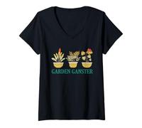 Mujer Jardinería Retro Amante de Las Plantas en Maceta Divertido Arte de Actitud de jardín Camiseta Cuello V
