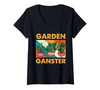 Mujer Jardinería Retro Amante de Las Plantas en Maceta Divertido Arte de Actitud de jardín Camiseta Cuello V