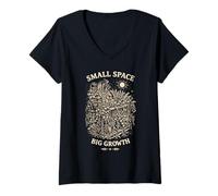 Mujer Jardinero de Gran Crecimiento del Espacio pequeño, jardinería Urbana Arte Popular Camiseta Cuello V