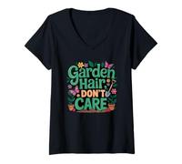 Mujer Jardinero Divertido, Amante de Las Flores, de Garden Hair Don't Care Camiseta Cuello V
