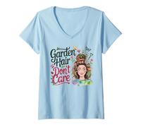 Mujer Jardinero Divertido, Amante de Las Flores, de Garden Hair Don't Care Camiseta Cuello V