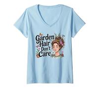 Mujer Jardinero Divertido, Amante de Las Flores, de Garden Hair Don't Care Camiseta Cuello V