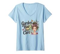 Mujer Jardinero Divertido, Amante de Las Flores, de Garden Hair Don't Care Camiseta Cuello V