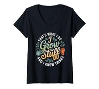 Mujer Jardinero Divertido Diciendo Crecer Cosas Saber Cosas Mujeres Hombres Camiseta Cuello V