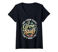 Mujer Jardinero Divertido Diciendo Crecer Cosas Saber Cosas Mujeres Hombres Camiseta Cuello V