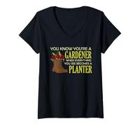 Mujer Jardinero Jardinero Jardinero Botas de Juego de Palabras de Palabra Camiseta Cuello V