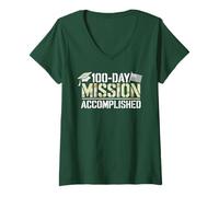 Mujer Jarhead 100 DÍAS Complete School MISIÓN LOGRADA Poco Camiseta Cuello V