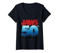 Mujer Jaws 50th Anniversary Logo Gradient Camiseta Cuello V