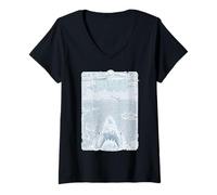 Mujer Jaws 50th Anniversary Poster Sketched Blue Style 2-Sided Camiseta Cuello V