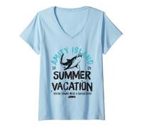 Mujer Jaws Amity Island Summer Vacation 2028 Camiseta Cuello V