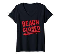 Mujer Jaws Beach cerró un icónico diseño cinematográfico Camiseta Cuello V
