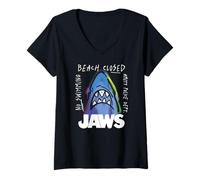 Mujer Jaws Beach Closed Neon Shark Camiseta Cuello V