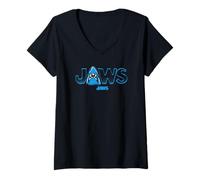 Mujer Jaws Shark Burst Logo Camiseta Cuello V