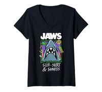 Mujer Jaws Sun Surf & Sharks Camiseta Cuello V