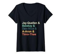 Mujer Jay-Quellen y Balakay y DEE-Nice y A-Aron y Timo-Thee Camiseta Cuello V
