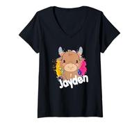 Mujer JAYDEN - hermoso nombre de niño con linda vaca Camiseta Cuello V