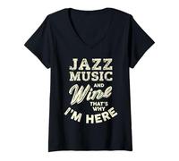 Mujer Jazz Music and Wine Lover I Love Jazz Fest Festival de Jazz Camiseta Cuello V