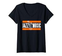 Mujer Jazz Música Saxofón Gráfico Minimalista Retro Camiseta Cuello V