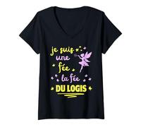 Mujer Je Suis UNE Fée La Fée du Logis Camiseta Cuello V