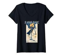 Mujer Jeanne d'Arc Catholic Saint Joan of ARC Religious Warrior Camiseta Cuello V