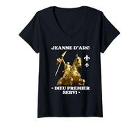 Mujer Jeanne D'arc Historia Orleans Dios Premier Servido Francia Camiseta Cuello V