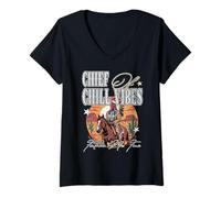 Mujer Jefe DE Chill Vibes Fresco Estilo Nativo Americano Buen Humor Camiseta Cuello V