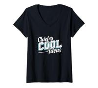 Mujer Jefe de Ideas Cool Camiseta Cuello V
