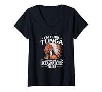 Mujer Jefe Tunga Funny Lickasnatchee Tribu Sarcástico Dicho Camiseta Cuello V