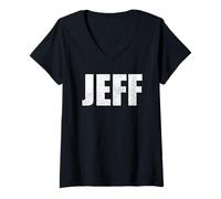 Mujer Jeff Nombre Cumpleaños Retro Papá Nombre Personalizado Camiseta Cuello V