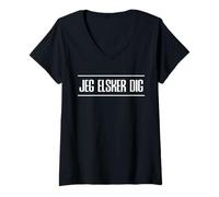 Mujer Jeg Elsker Dig - Camiseta danesa I Love You Camiseta Cuello V